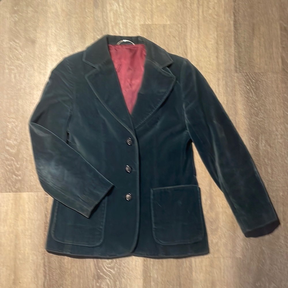 Vintage Blue Velvet Blazer, Size M